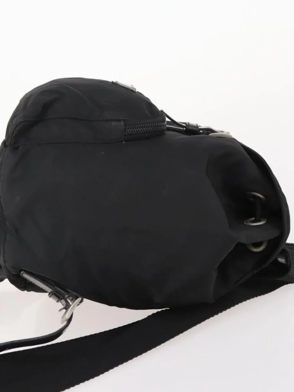 PRADA Backpack Nylon Black Silver Auth 183221